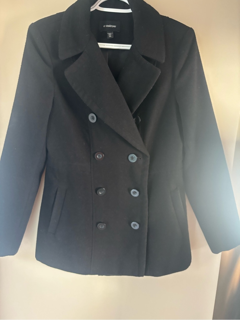 Le Château Black Double-Breasted Pea Coat | Tailored | P/S